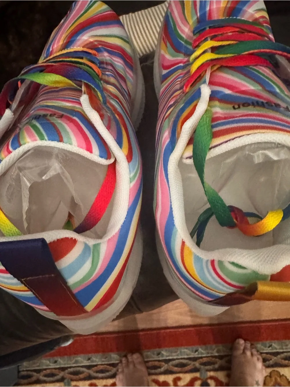 Kids Rainbow Stripe Sneakers - Colorful Casual Shoes